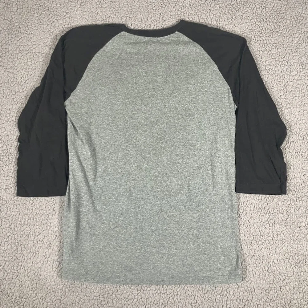 Volcom Stone Mens Gray Black Raglan 3/4 Sleeve Graphic T-Shirt Medium Eagle